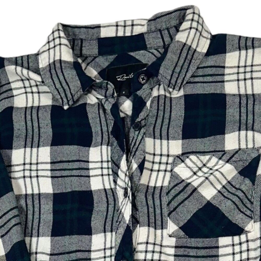 Rails Shirt Women’s Small The Hunter Plaid Flannel Button Down Blue White Green